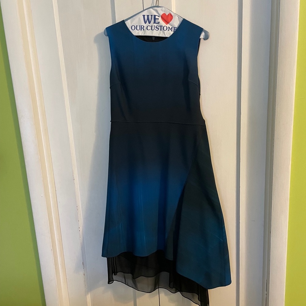 Elie Tahari Cocktail Dress, asymmetrical hem, patchwork, like new